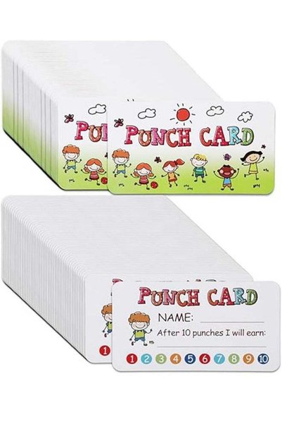 Generic 100Pcs Reward Incentive Card for Teacher, 3.5” X 2” Punch Card Card S...