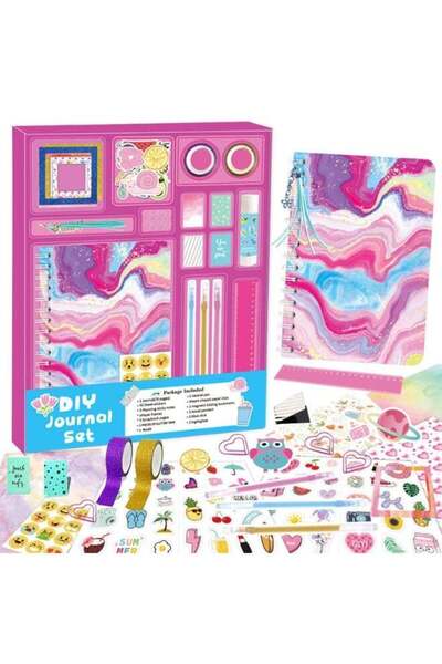 Generic DIY Journal Kit for Girls, Scrapbook Supplies Set with Notebook, Stic...