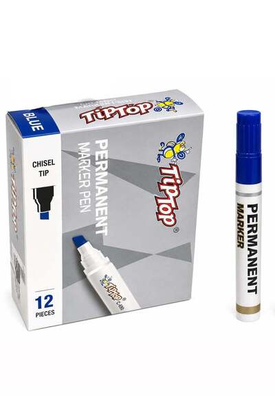 Generic 12 Pcs Blue Permanent Marker Set – Quick-Dry Writing Markers
