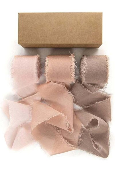 Generic 3 Rolls Handmade Fringe Chiffon Silk Ribbon 1 1/2 Inch x 7Yd Dusty Ro...