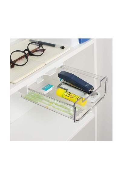 Generic Under Desk Drawer Slide Out with Phone Stand, Clear Plastic Pencil Dr...