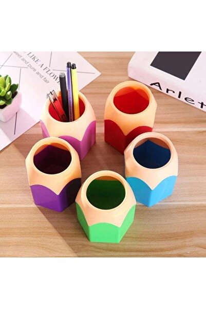 Generic 5 Pcs Pencil Shaped Pen Holders with 400 Sticky Notes, Colorful Plast...