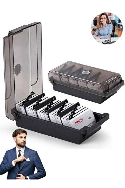 Generic Business Card Holder, Business Card Storage Box, Index Tabs Desk Work...