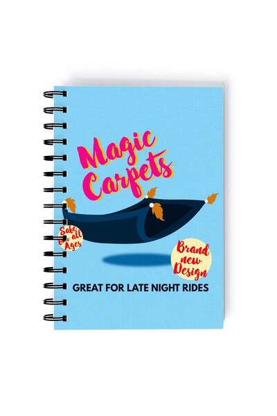 Generic Aladdin Magic Carpet Printed Spiral A5 Notebook Blue/Pink/Black