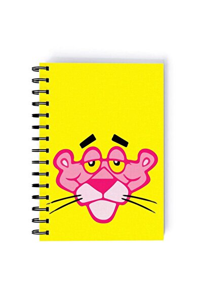 Generic Pink Panther Theme Printed Spiral A5 Notebook White/Pink/Yellow