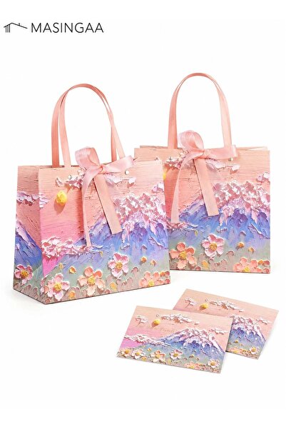 Generic 2Pack Color Gift Bag with Handle, Oil Painting Gift Paper Bags Large ...