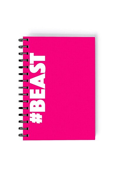 Generic Spiral A5 Notebook Typography Motivational Quote Beast Pink Aesthetics