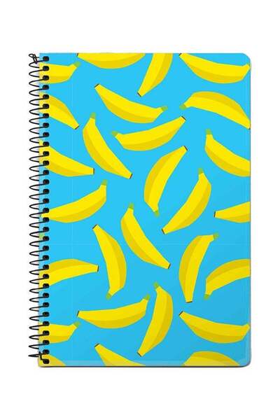 Generic Scattered Bananas A5 Spiral Notebook Blue/Yellow