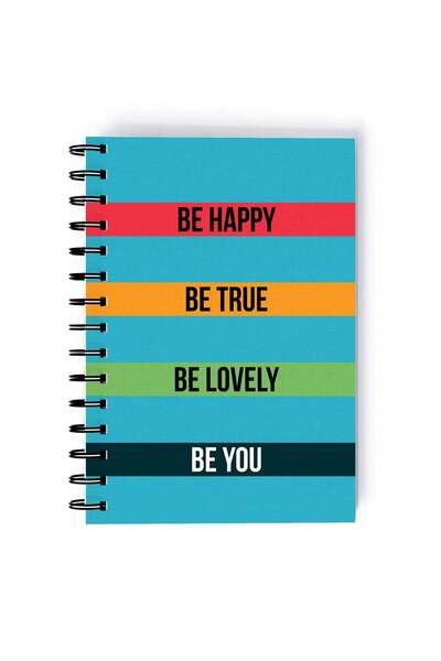 Generic Spiral A5 Notebook Be Happy Inspirational Quote Motivations Blue Aest...