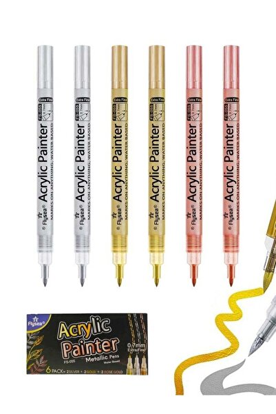 Generic 6 Pcs Metallic Marker Pens, Gold,Rose Gold and Silver Metallic Perman...