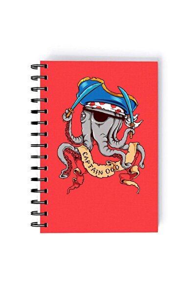 Generic Captain Octopus Quality Rectangle Spiral A5 Notebook Multicolour