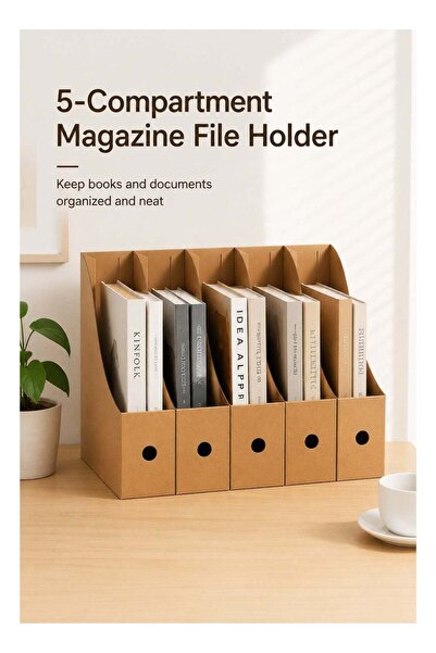 Generic 5-Compartment Magazine File Holder, Desktop File Organizer for Docume...