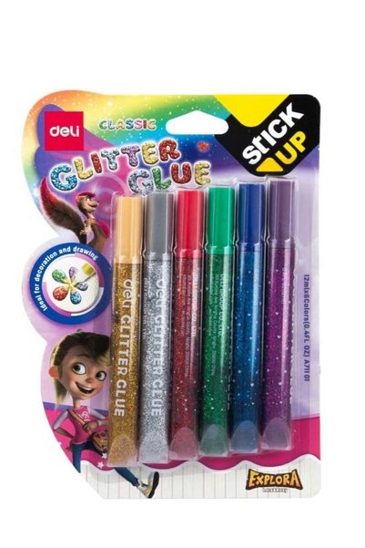 Generic 6-Pieces Stick Up Classic Glitter Glue Multicolor