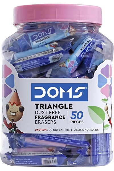 Generic DOMS Triangle Dust Free Fragrance Eraser Jar - 50 Pieces