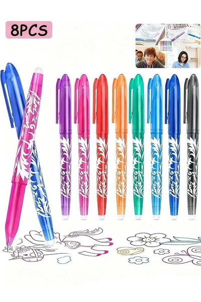 Generic 8 Pcs Erasable Gel Pens, Heat Erase Pens for Fabric, 0.5mm Heat Frict...