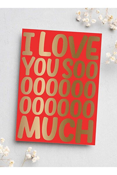 Generic Red & Gold ‘I Love You’ Greeting Card – Elegant Romantic Love Card wi...