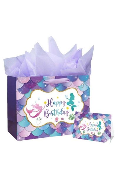 Generic 1 Pcs Reusable Paper Gift Bags Set, 1 Greeting Cards, 3 Tissues Paper...