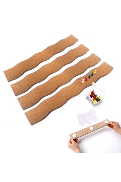 Generic Cork Board Bulletin Bar Strip 15x2 Inch - 1/2 Inch Thick, Pack of 4 -...
