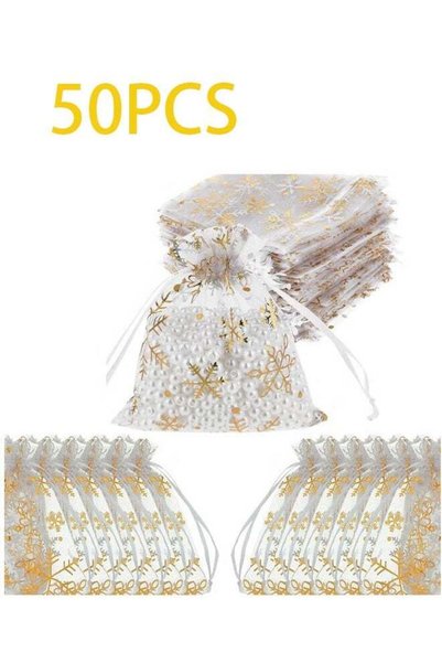 Generic 50-Pack Drawstring Gift Bags - Metallic Stars Mesh Jewelry Pouches We...