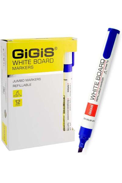Generic GiGiS White Board Marker with Chisel Tip 12-Pieces, Blue