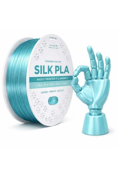 Generic RobotGCC PLA Silk Cyan 3D Printer Filament, 1.75mm 1KG, Vivid Cyan Si...