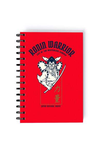 Generic Spiral A5 Notebook Japanese Art Kanji Ronin Warrior Red Aesthetic