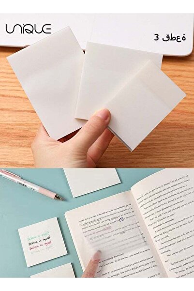 Generic 3 Pack Small Medium Large Transparent Sticky Notes Pad Waterproof Mem...