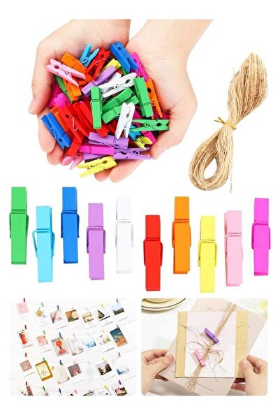 Generic 50 Pack Colorful Mini Wooden Photo Clothespins 1.4 Inch, Hanging Clip...