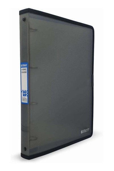 Generic Maxi A4 4 Ring Binder - Translucent Black, Waterproof and Dust-Proof