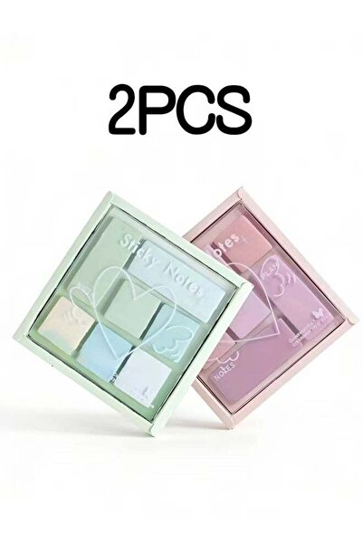 Generic 2 Sets of Pastel Handmade Sticky Notes Kit Cute Sizes and Colorful Me...