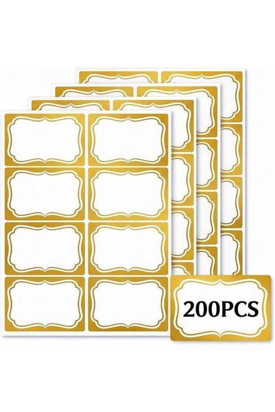 Generic Gold Name Tag Stickers 200 PCS, 2" x 3" Blank Adhesive Labels with El...