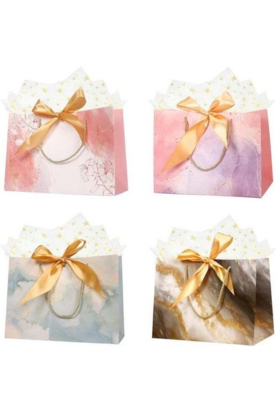 Generic 4 Pack 11" Gift Bags Medium Size, Includes Tissue Paper & Cards, Reus...