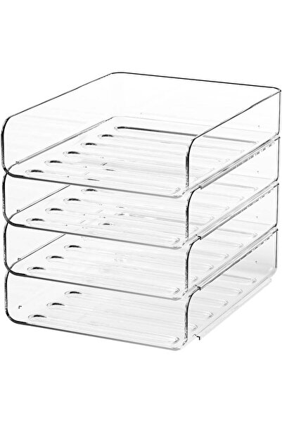 Generic 4 Pcs Office Organization and Storage,Clear PET Letter Tray Desk Orga...