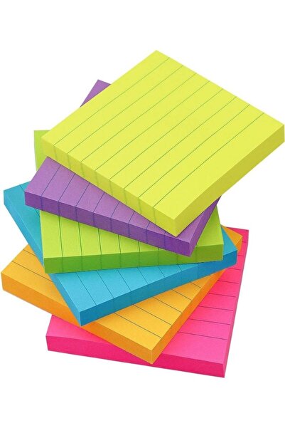 Generic Lined Sticky Notes, Bright Colorful Ruled Self-Stick Pads, Strong Adh...