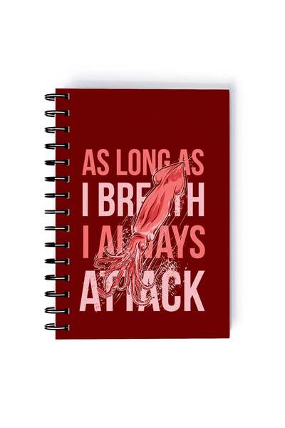Generic Spiral A5 Notebook Wild Animals Lobster Attack Quote Red Aesthetic