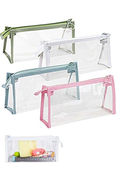 Generic 4 PCS Pencil Cases Pen Pouch Clear Transparent Marker Pouch with Zipp...