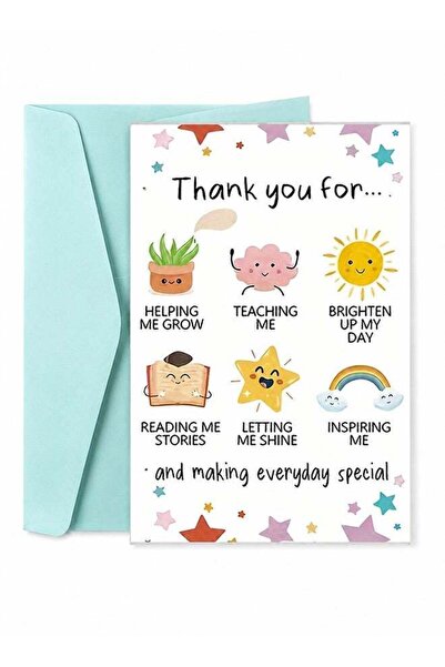 Generic Thank You Greeting Card for Teacher, Appreciation Card with Envelope,...