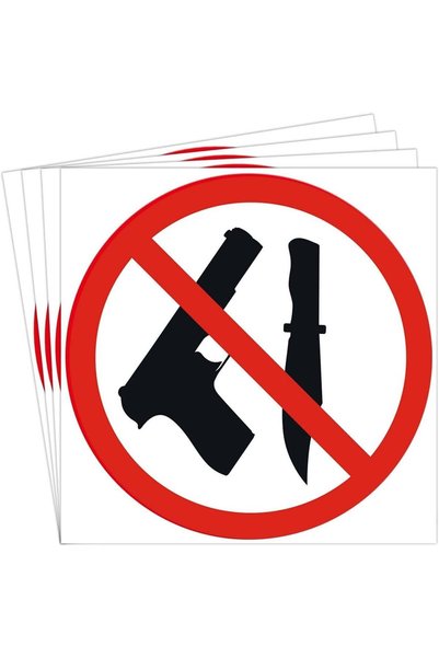 Generic ARS® No Gun or Knife Allowed Sign Stickers - Self-Adhesive Peel and S...