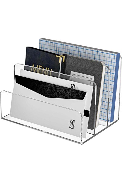 Generic ARS Acrylic File Holder 3 Compartment - Clear Desk Organizer for File...