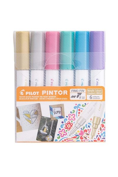 Generic 6-Piece Pintor Water Based Paint Marker Fine 1.0mm Tip Metallic Colours