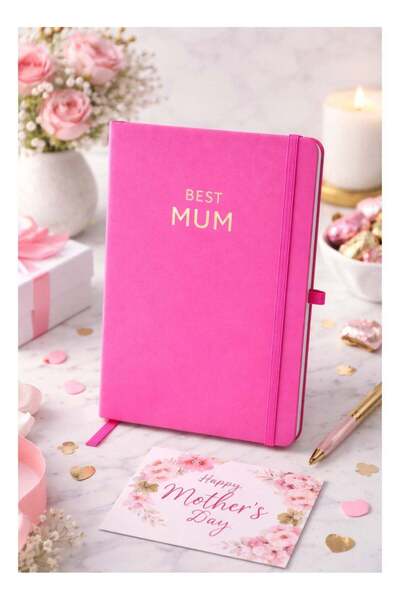 Generic Best Mum Notebook Journal – Pink Hard Cover Notebook with Gold Foil T...