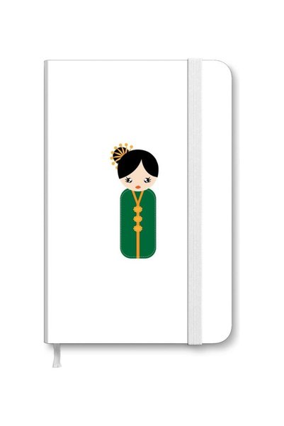Generic Designer A5 Thick Hardcover Notebook - Japanese Doll White