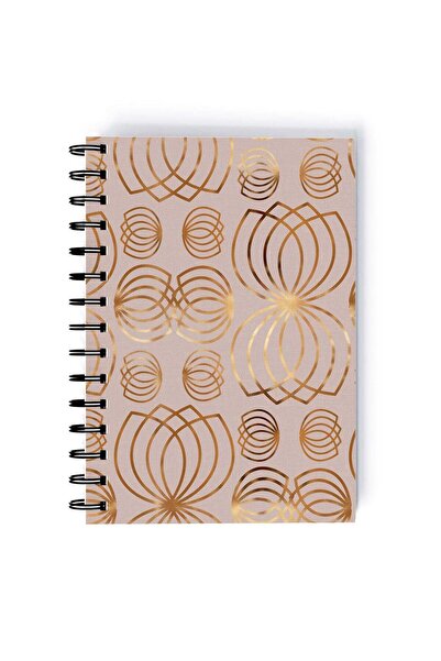 Generic Spiral A5 Notebook Floral Motifs Beige and Brown Aesthetics