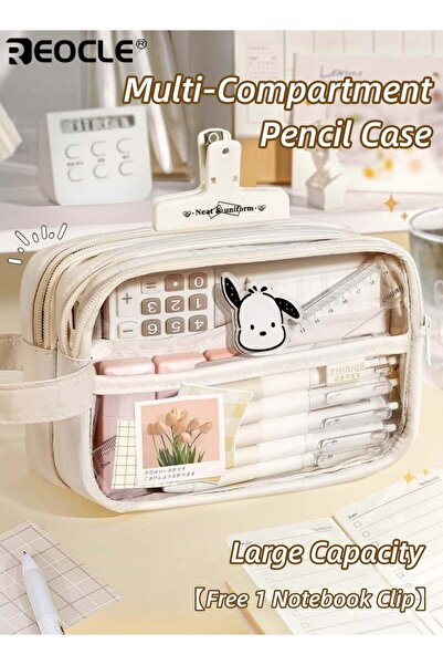 Generic Large Capacity Pencil Pouch Multi-Compartment Functional Pencil Case ...