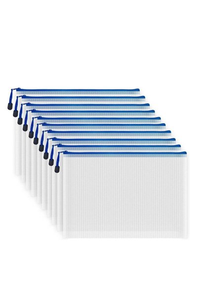 Generic 10 Pcs Zipper File Bags, Waterproof Plastic Mesh Pouch for Office Sch...