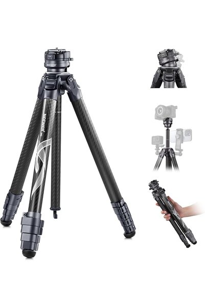 NEEWER LITETRIP LT32 حامل ثلاثي القوائم للسفر مقاس 62 بوصة من ألياف الكربون م...
