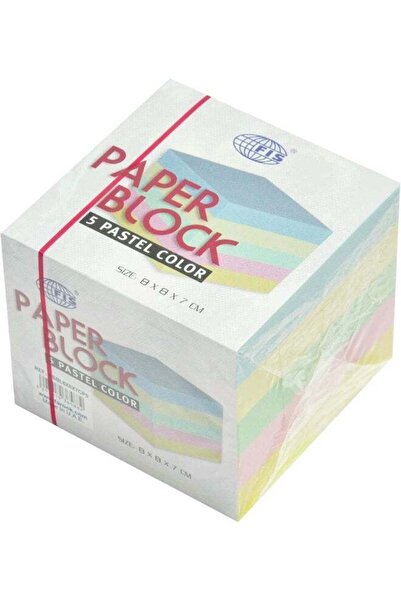Generic FIS Color Paper Block - 5 Assorted Pastel Colors, Size 8x8x7cm