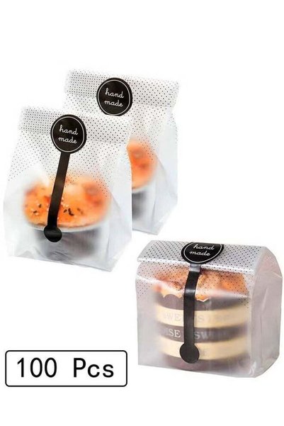 Generic 100 Pieces Bread Packaging Bags, Translucent Plastic Bags, Cellophane...