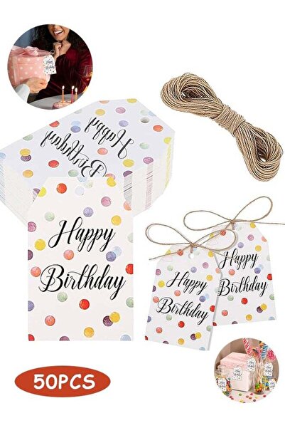 Generic Happy Birthday Gift Tags - 50 Pcs Colorful Dots Paper Gifts Bag Tag, ...