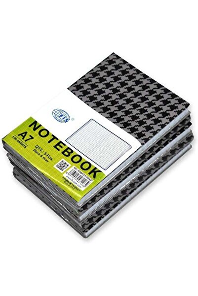 Generic FIS PVC Soft Cover Square Lines Notebook Pack of 5 - Black and Grey G...